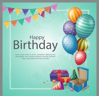 生日背景 生日派对 生日气球图片
