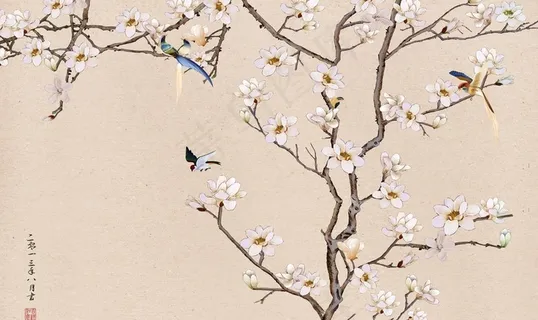 植物花鸟中国风中式传统装饰画图图片