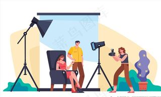 创意矢量人物 摄影棚拍菜鸟图库片