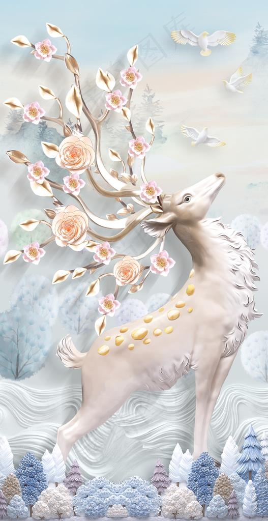 玉石大理石背景墙装饰画图片(3402X6236(DPI:72))psd模版下载