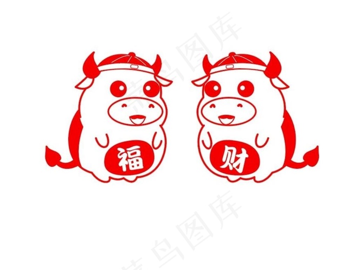 新年牛年贴画图片ai矢量模版下载