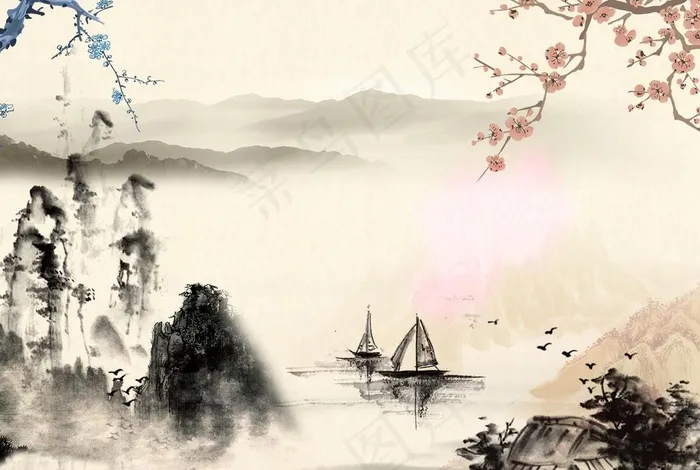 中国风背景图片psd模版下载