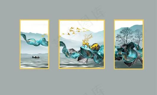 北欧现代麋鹿装饰画图片