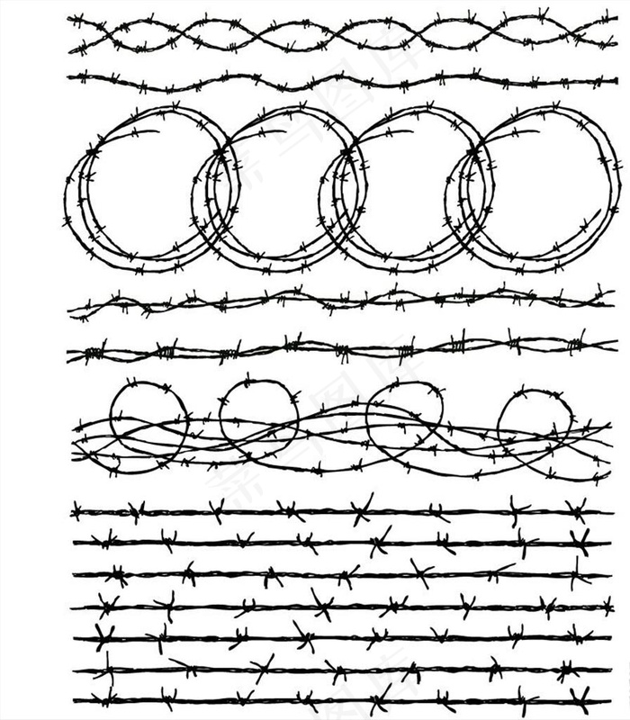 带刺铁丝网矢量素材图片