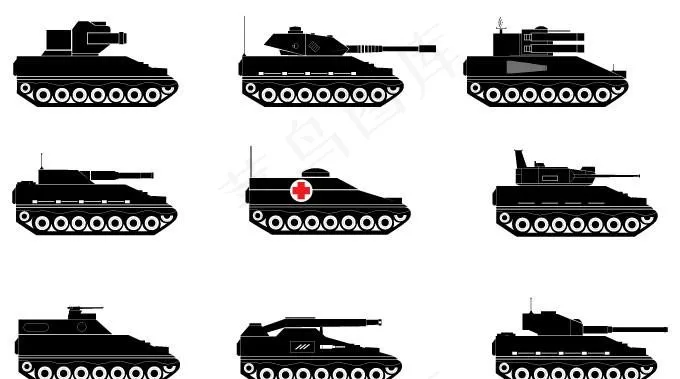 坦克 剪影图片ai矢量模版下载