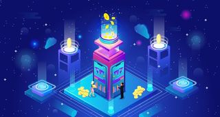 2.5D立体金融科技商业插画图片