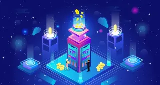 2.5D立体金融科技商业插画图片