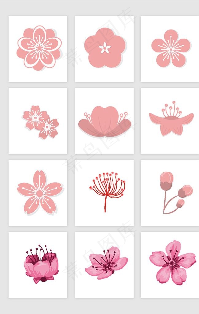 桃花樱花矢量素材图片ai矢量模版下载