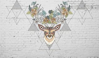 麋鹿几何图案背景墙图片