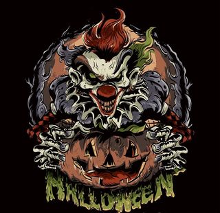 万圣节小丑南瓜主题插画设计图片