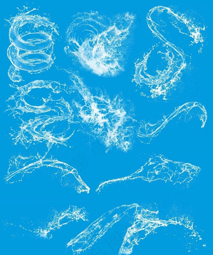 水纹波浪浪花蓝色背景水滴飞溅图图片(5000X6201(DPI:72))psd模版下载