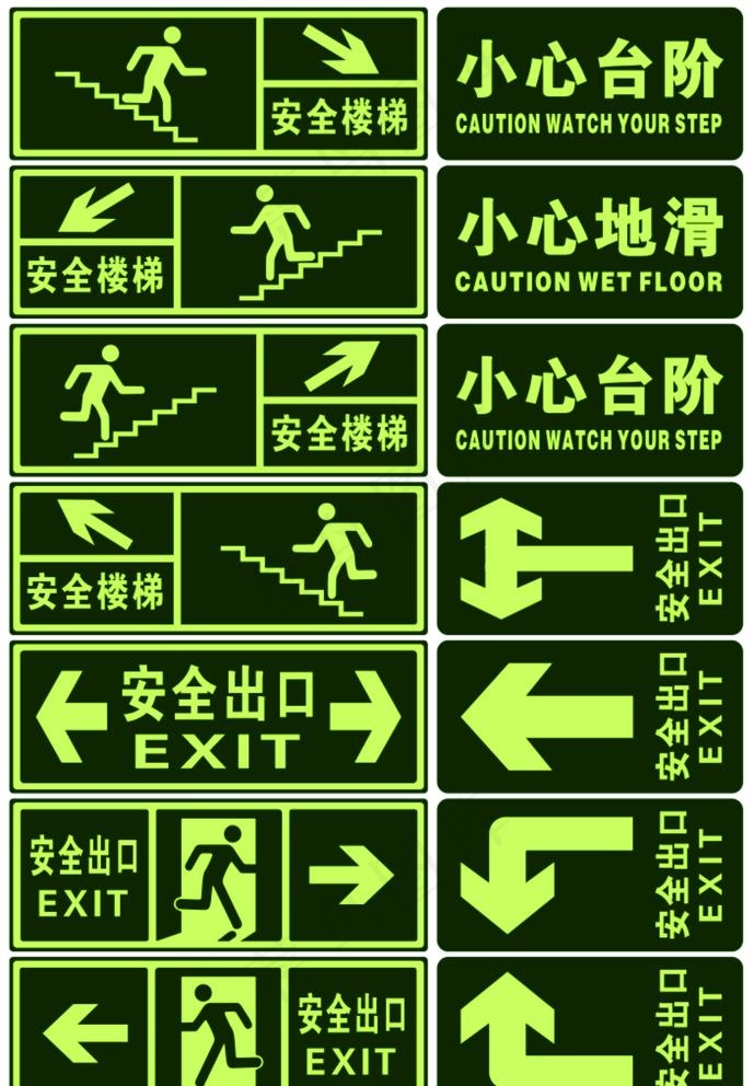 安全出口小心地滑图片cdr矢量模版下载