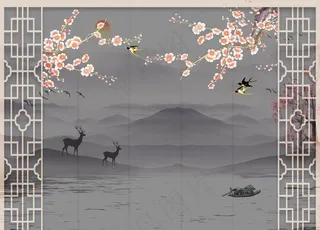 中式背景墙   中式背景素材图片