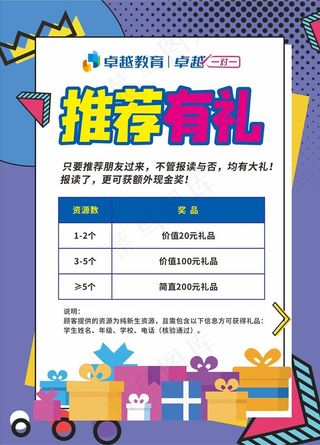 推荐有礼活动促销创意领礼品海报图片