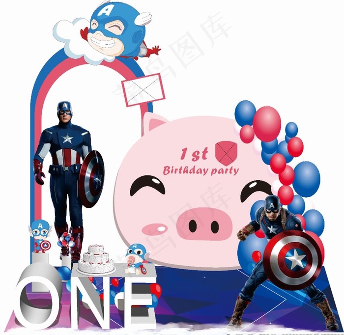 美国队长主题拍照区图片