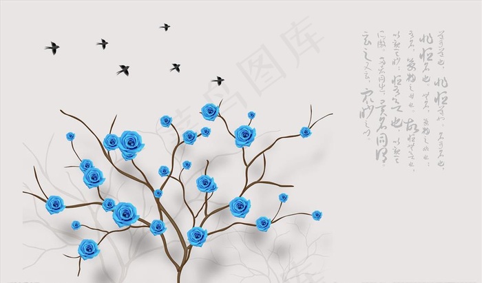 浮雕花 玫瑰 背景墙图片(9071X5669(DPI:72))psd模版下载