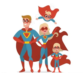 卡通超人四口之家图片