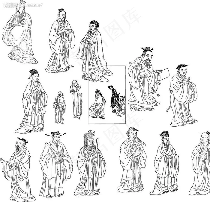 古代人物图片ai矢量模版下载