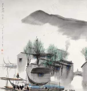 中式山水风景画图片