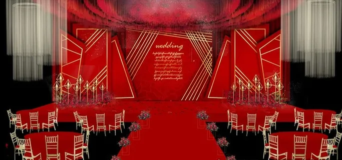 红色主舞台婚礼效果图片