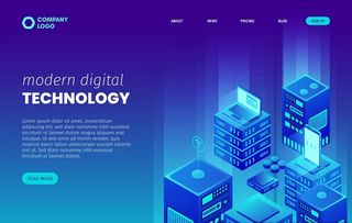 蓝色科技商务互联网服务器网页图片