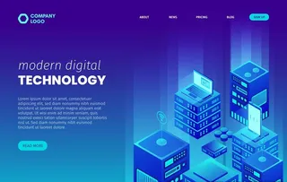 蓝色科技商务互联网服务器网页图片