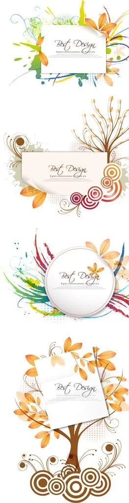 潮流抽象花叶边框矢量素材图片ai矢量模版下载