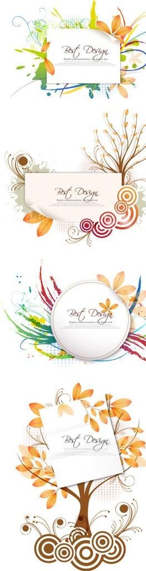 潮流抽象花叶边框矢量素材图片