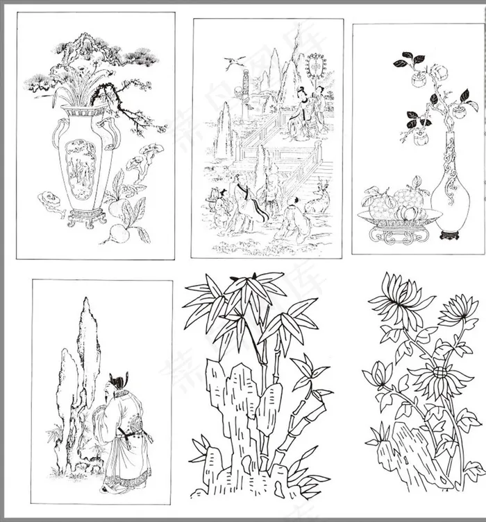 山水画 国画 古代书画图片cdr矢量模版下载