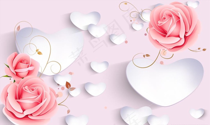 浮雕花 玫瑰 背景墙图片(9071X5669(DPI:72))psd模版下载
