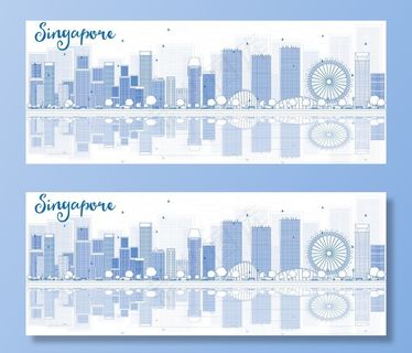 新加坡手绘线勾图图片