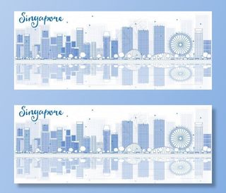 新加坡手绘线勾图图片