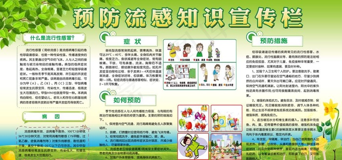 预防流感知识宣传栏图片(7087X3543(DPI:75))psd模版下载