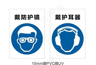 戴防护镜戴护耳器防护提示牌图片