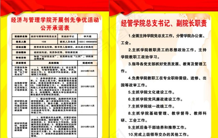 大学学院承诺表职责制度图片cdr矢量模版下载