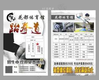 跆拳道 体育 中国风宣传单图片