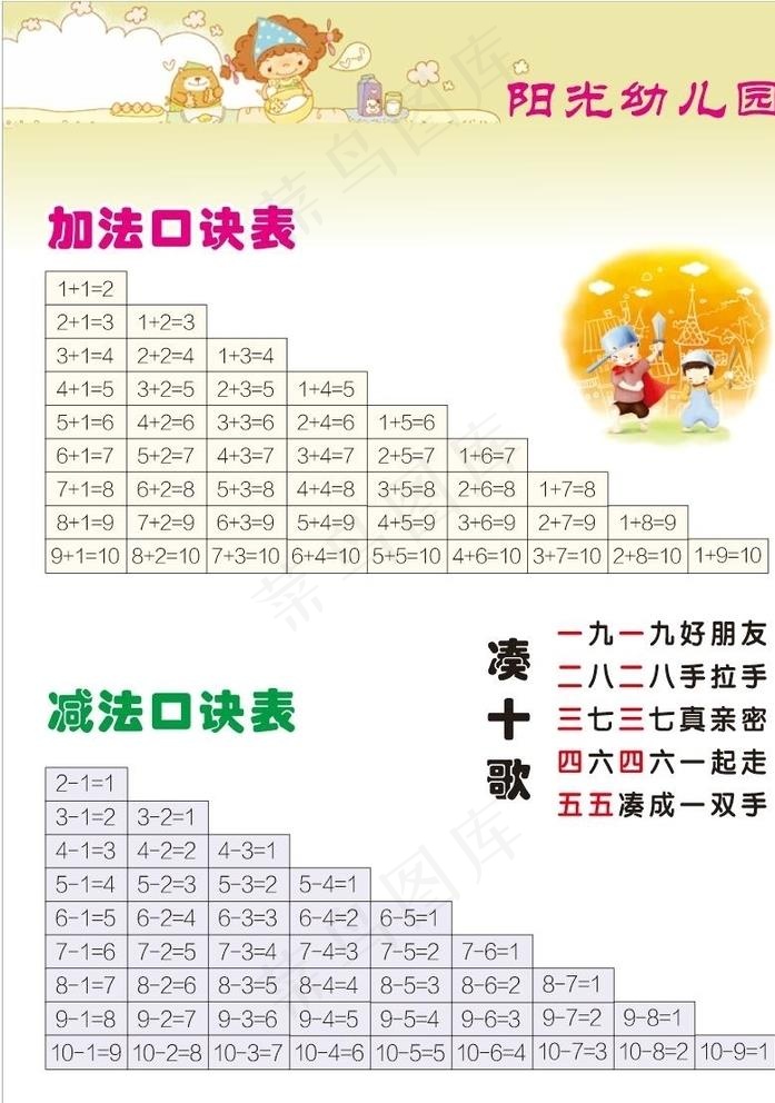 幼儿加减法图片cdr矢量模版下载