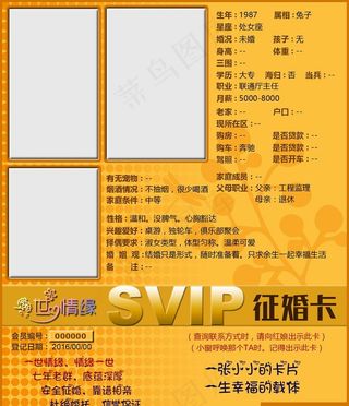 相亲征婚会员资料卡男vip图片