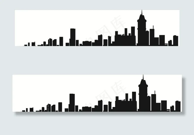 城市剪影 城市建筑轮廓 建筑群图片ai矢量模版下载