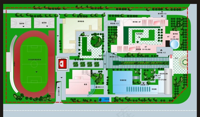 学校平面图图片cdr矢量模版下载