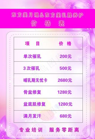 价格表图片