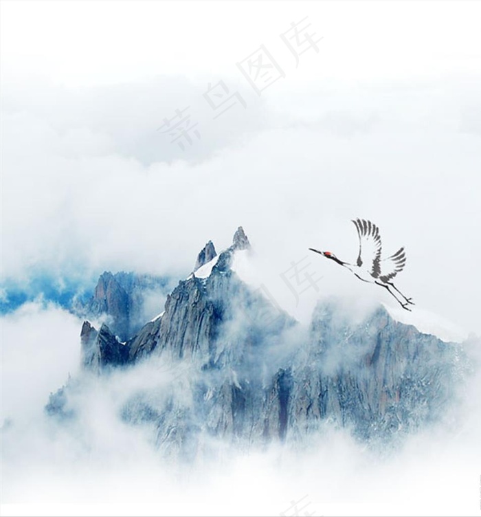 仙鹤山峦重阳背景图片