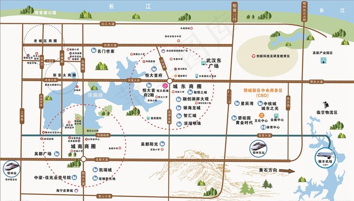 鄂城区房地产区位图图片(2000X1200)cdr矢量模版下载