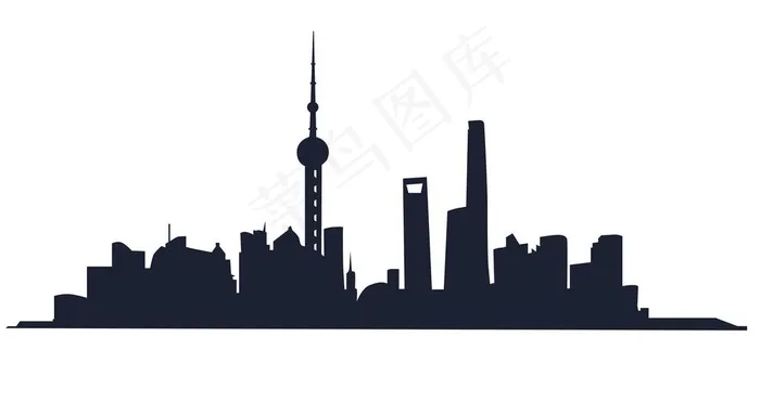 上海城市剪影 东方明珠图片ai矢量模版下载