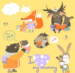 北欧森系动物插画图片