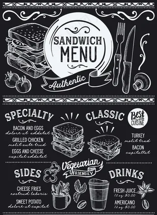 手绘西餐菜单图片