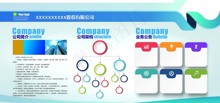 公司企业文化墙 宣传栏 展板图片psd模版下载