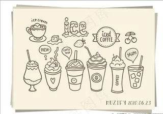 11款入饮料涂鸦风手绘稿图片