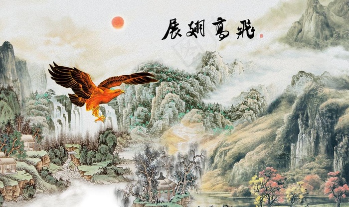 大展宏图江山如画电视背景墙图片(9071X5669(DPI:72))psd模版下载