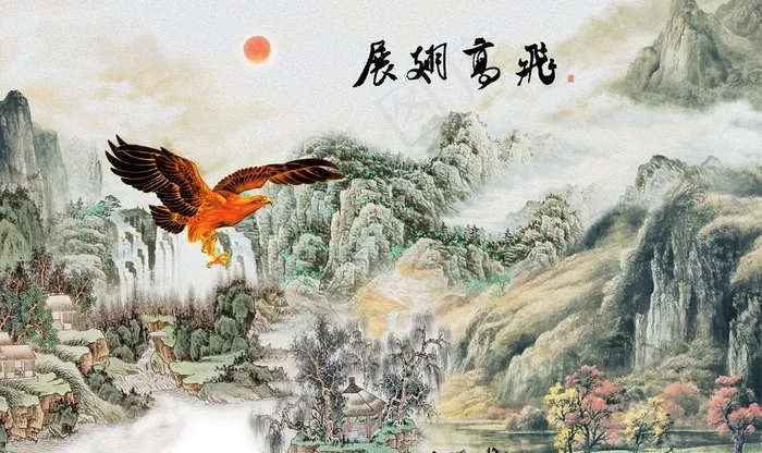 大展宏图江山如画电视背景墙图片(9071X5669(DPI:72))psd模版下载